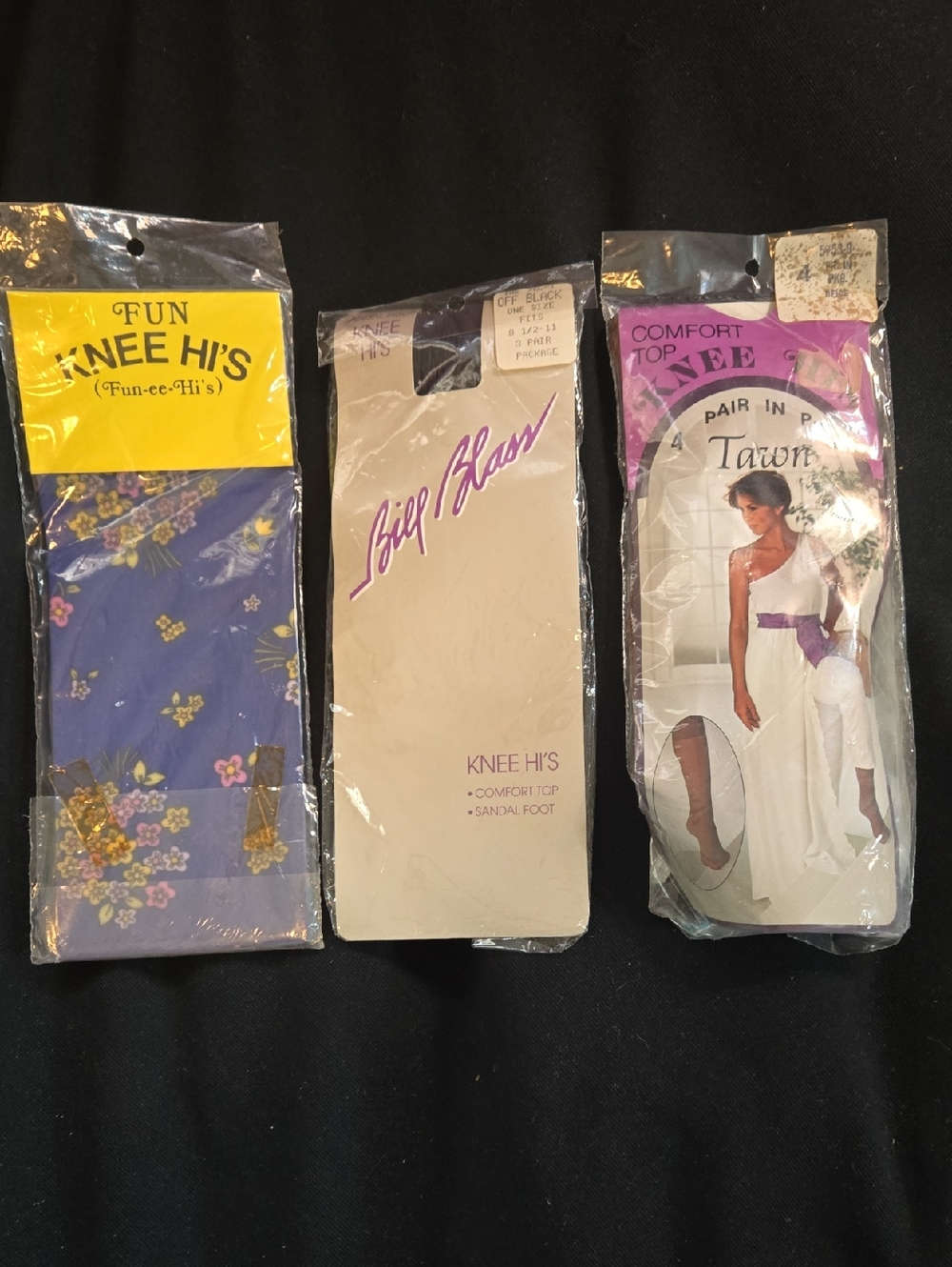 Multiples Purple Floral Knee Hi Socks - Pack of 3 Vintage Styles